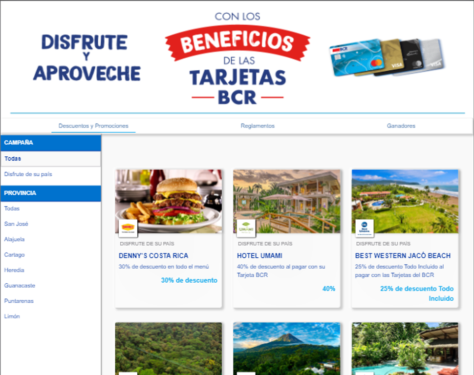 Sitio de promociones del BCR